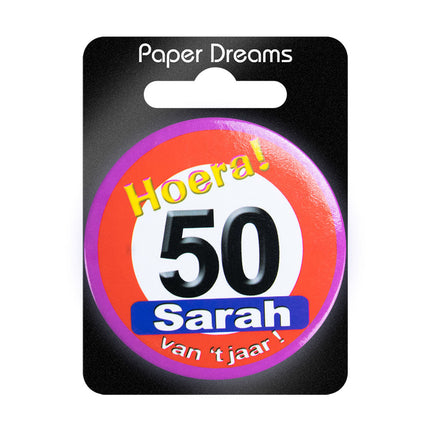 50 Years Button Sarah Cartello stradale 5,5 cm