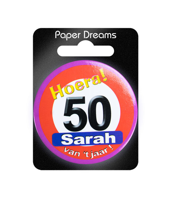 50 Years Button Sarah Cartello stradale 5,5 cm