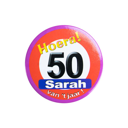 50 Years Button Sarah Cartello stradale 5,5 cm