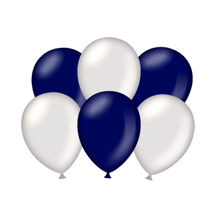 Palloncini argento/blu scuro metallizzati 30cm 6pz