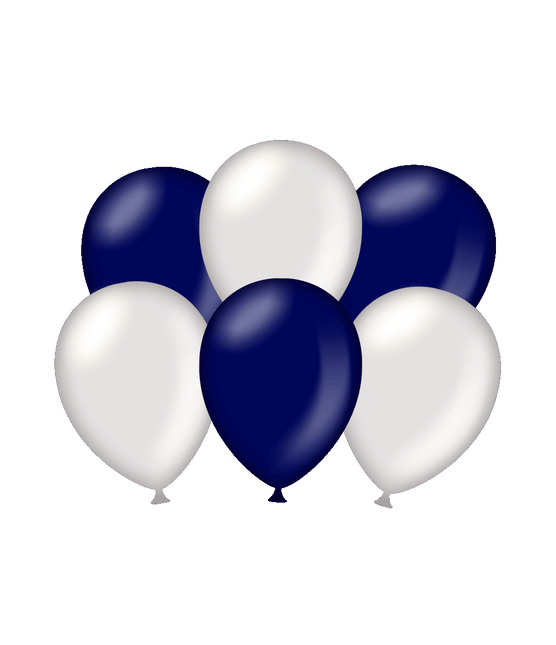 Palloncini argento/blu scuro metallizzati 30cm 6pz