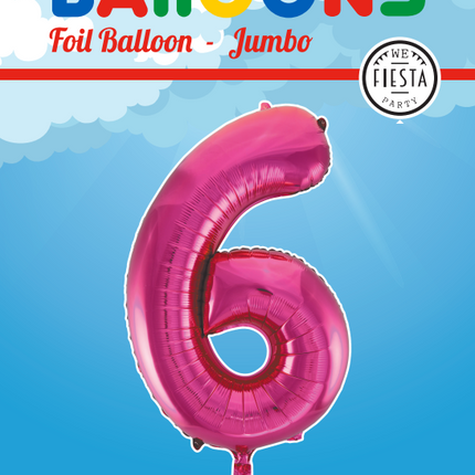 Palloncino Foil Figura 6 Fucsia XL 86cm vuoto