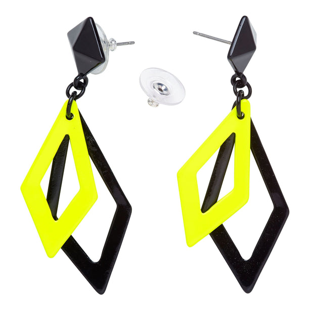 Orecchini Neon 80S Nero Giallo