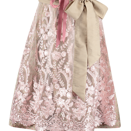 Abito Dirndl Oro Rosa Oktoberfest Donna 2 Pezzi