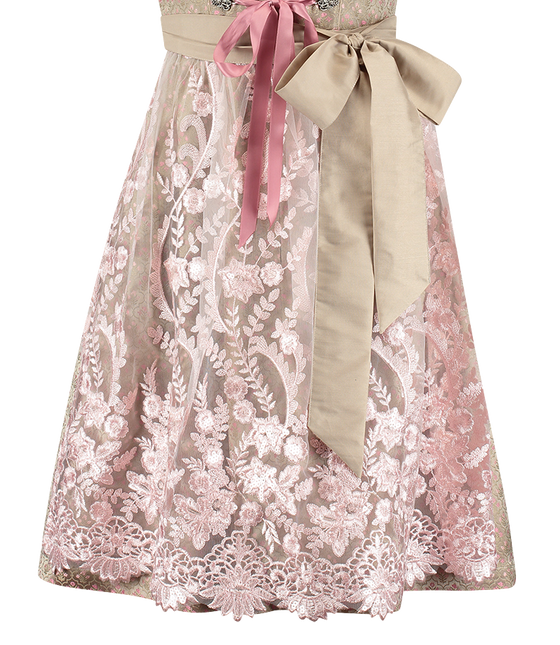 Abito Dirndl Oro Rosa Oktoberfest Donna 2 Pezzi