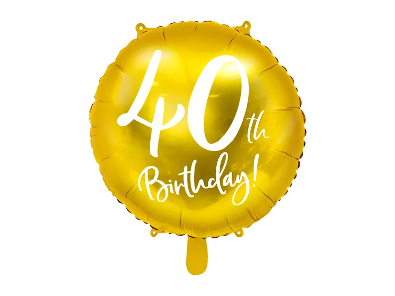 Palloncino ad elio 40° compleanno oro vuoto 45 cm