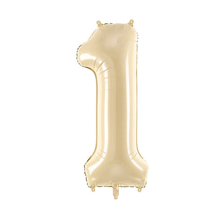 Palloncino in foil Numero ''1'', 72 cm, beige