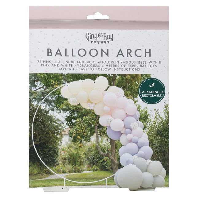 Arco di palloncini rosa grigio lilla XL set fai da te