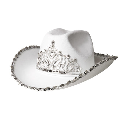 Cappello da Cowboy Glitterato Bianco 39cm