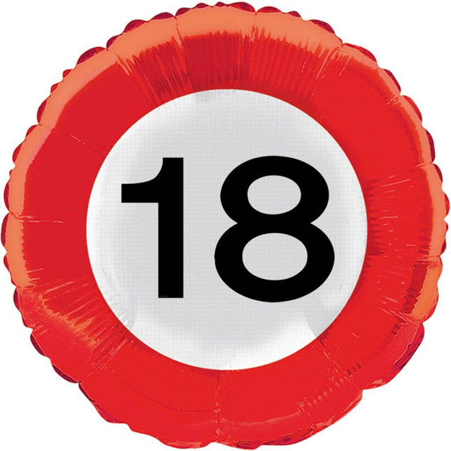 Palloncino ad elio 18 anni Traffic Sign 43 cm vuoto