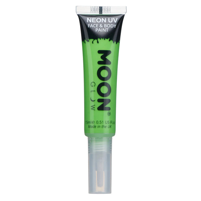 Moon Glow Neon UV Face Paint con pennello applicatore Verde intenso 15ml