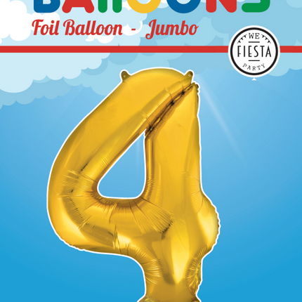 Palloncino Foil Figura 4 Gold XL 86cm vuoto