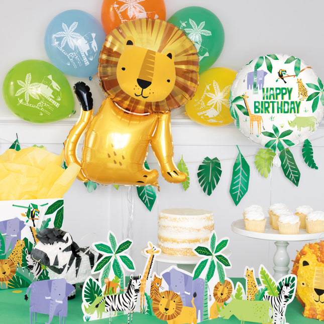 Palloncino ad elio Happy Birthday Safari 45cm vuoto