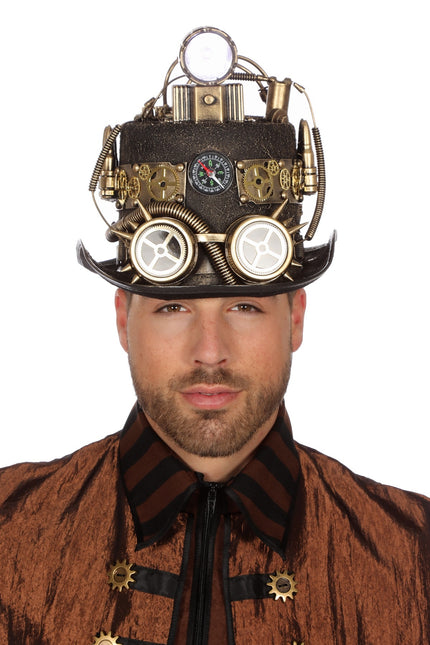 Cappello Steampunk con lampada Mine