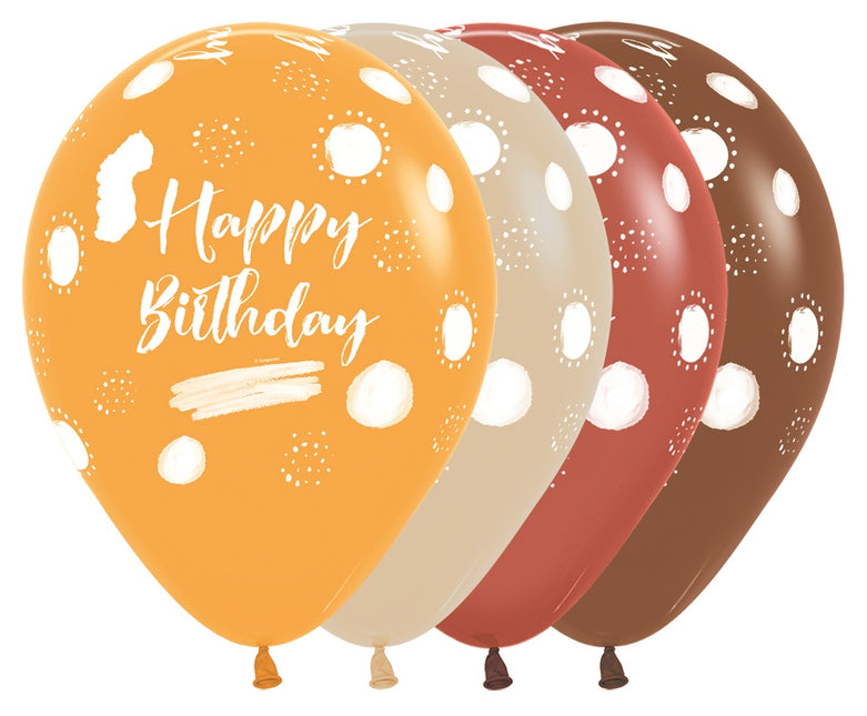 Palloncini Happy Birthday Terra Natural Mix 30cm 25pz