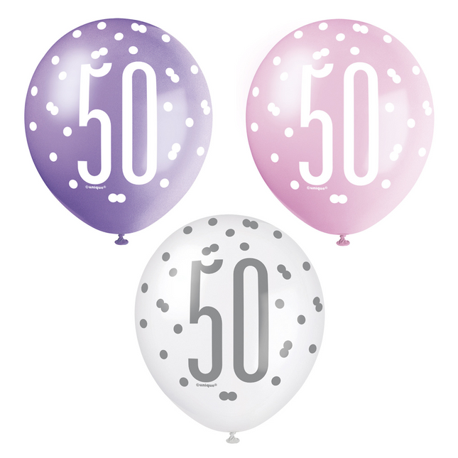 Palloncini 50 anni a pois 30cm 6pz