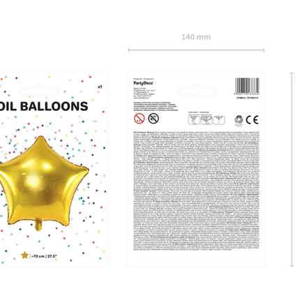 Palloncino ad elio Star Gold vuoto 70cm