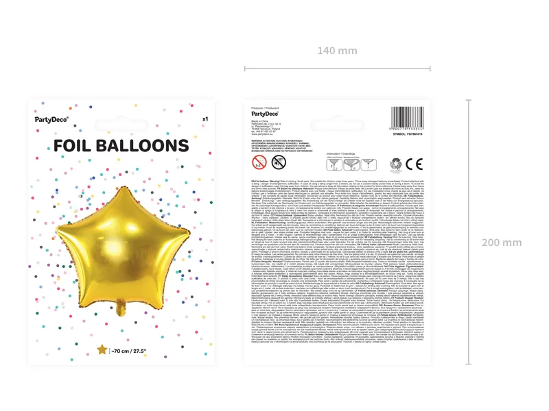 Palloncino ad elio Star Gold vuoto 70cm