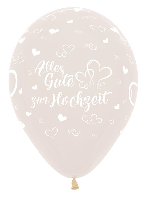 Palloncini Alles Gute zur Hochzeit Hearts Crystal Clear 30cm 25pcs