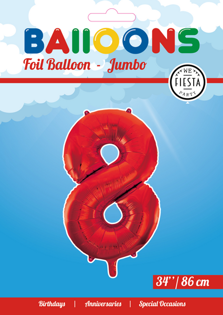 Palloncino Foil Figura 8 Rosso XL 86cm vuoto