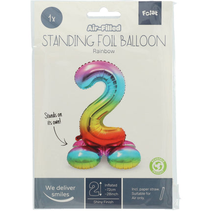 Palloncino in foil Figura 2 Arcobaleno con supporto 72 cm