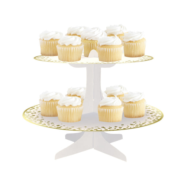 Supporto per cupcake in cartone dorato 35 cm