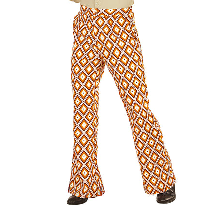 Pantaloni Disco 70S arancione da uomo a quadri