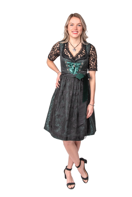 Nero Verde Abito Dirndl Oktoberfest Donna Jaquard