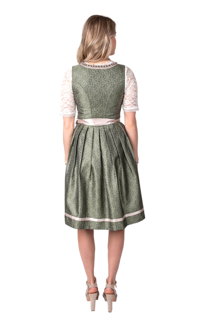 Rosa Bianco Crema Abito Dirndl Oktoberfest Donna Jaquard Grigio