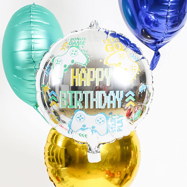 Palloncino ad elio Happy Birthday Gaming vuoto 45 cm