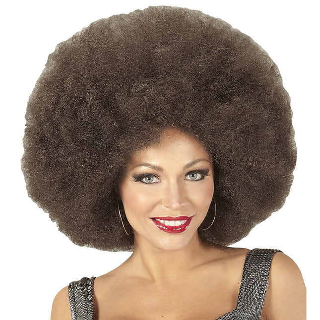 Parrucca castano scuro afro extra large