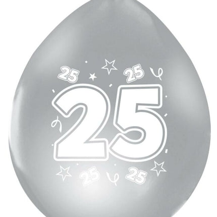 Palloncini argento 25 anni metallizzati bifacciali 30cm 8pz