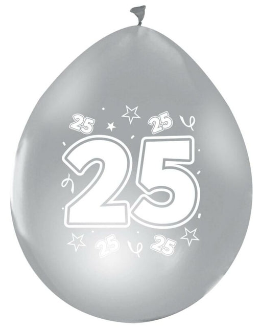 Palloncini argento 25 anni metallizzati bifacciali 30cm 8pz