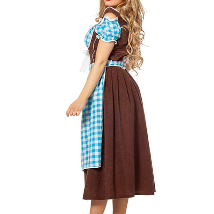 Abito Dirndl Blu Oktoberfest Donna Lungo