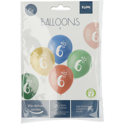 Palloncini 6 anni colorati 33cm 6pz