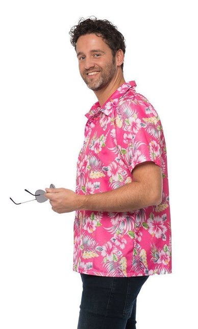 Camicia hawaiana rosa