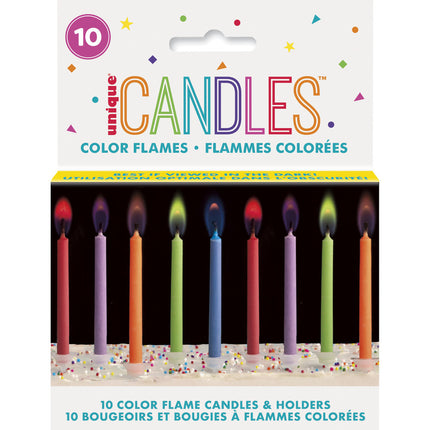 Candele di compleanno colorate a fiamma 6,4 cm 10 pezzi