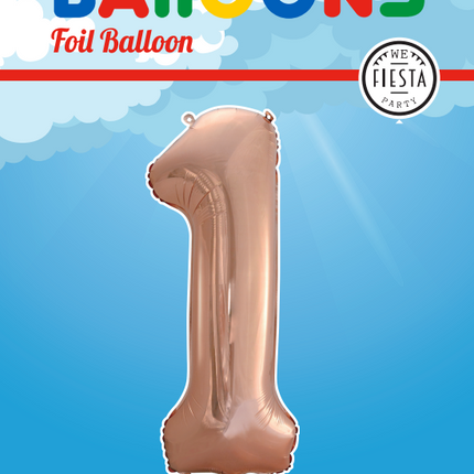 Pallone Foil Figura 1 Oro Rosa XL 86cm vuoto