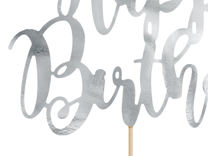 Cake topper Happy Birthday Argento 22,5 cm