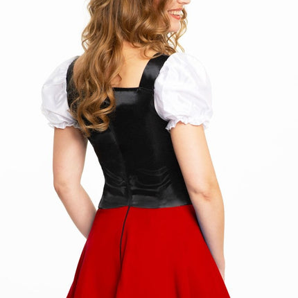 Abito Dirndl Oktoberfest Rosso Bianco con fiocco