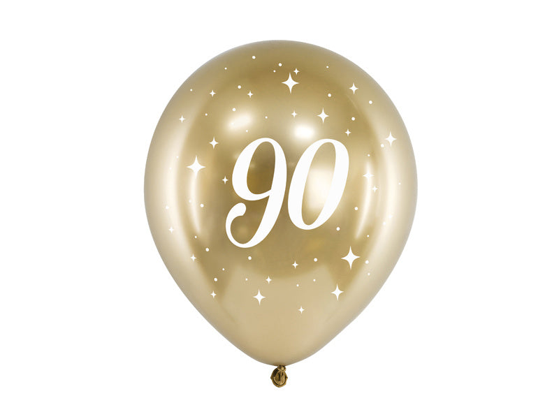 Palloncini 90 anni oro 30cm 6pz