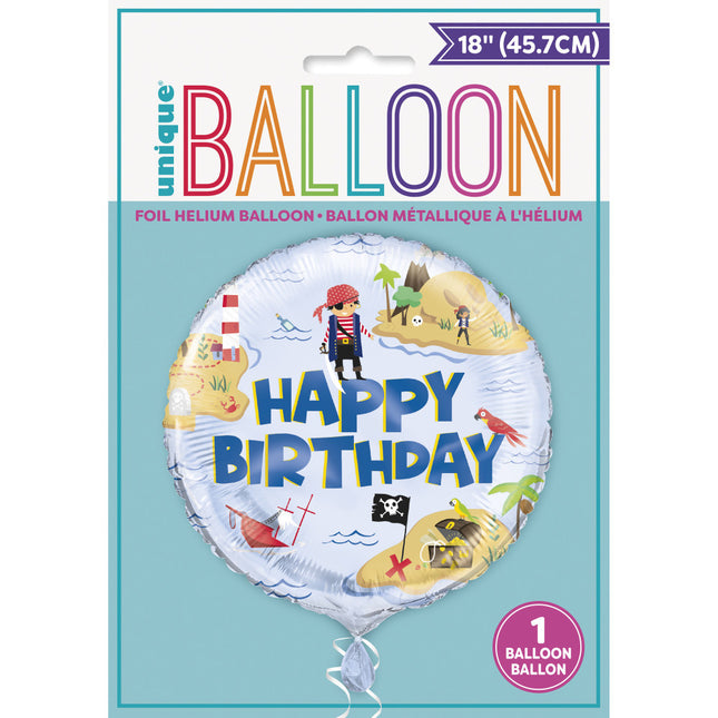 Palloncino ad elio Pirati Happy Birthday 45cm vuoto