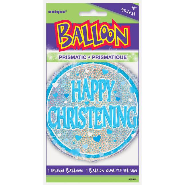 Palloncino ad elio Happy Christening Blu 45 cm vuoto