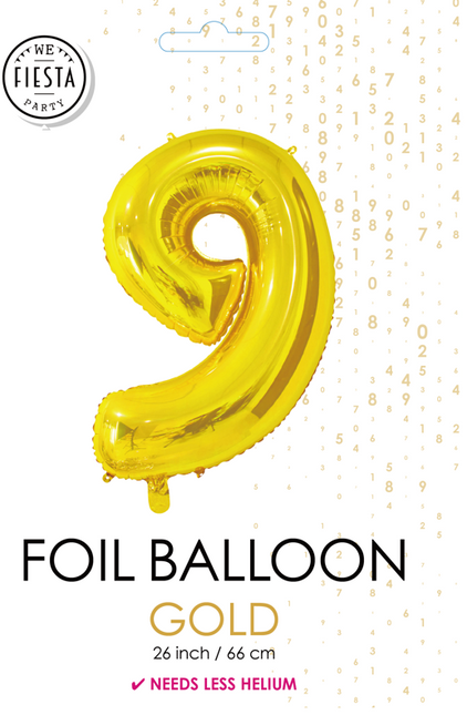 Pallone in foil Figura 9 Oro 66 cm