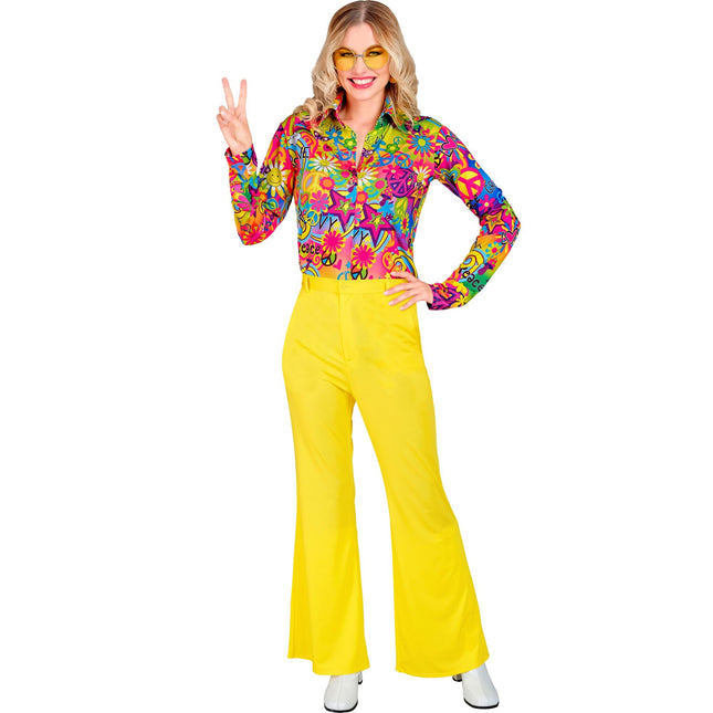 Pantaloni Disco 70S Giallo Donna