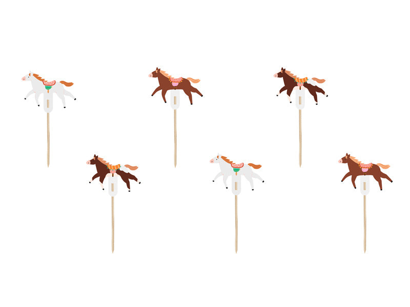 Cupcake toppers - Cavalli, 13 cm, mix (1 pz / 6 pz).)