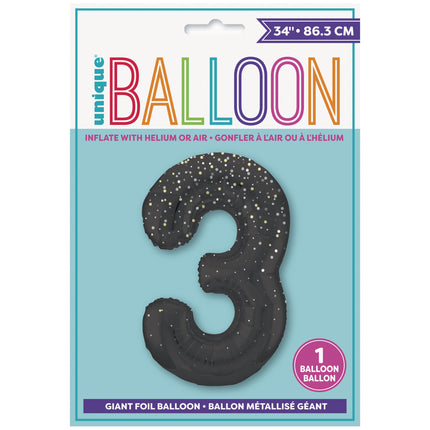 Palloncino figura 3 anni a pois neri 86cm