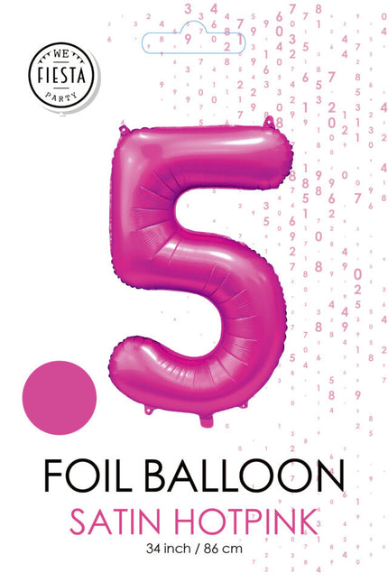 Palloncino Numero fucsia 5 anni lucido 86 cm