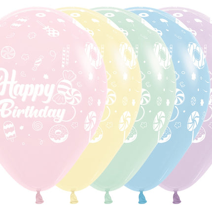 Palloncini Happy Birthday Sweet Pastel Matte Mix 30cm 25pz