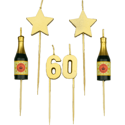 Candele 60 anni Champagne 17,5 cm